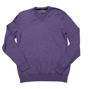 Club Room Plum Wool Blend Knit V-Neck Sweater‎